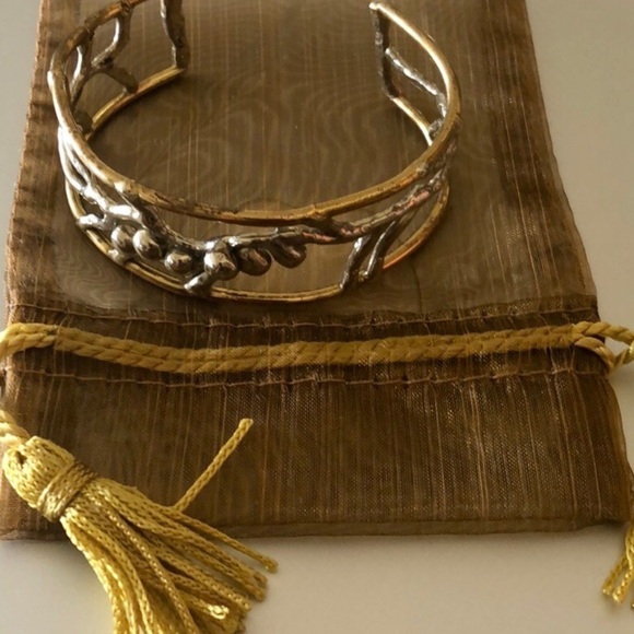 Vintage Handcrafted Silver/ Gold Bangle Bracelet - Picture 6 of 7
